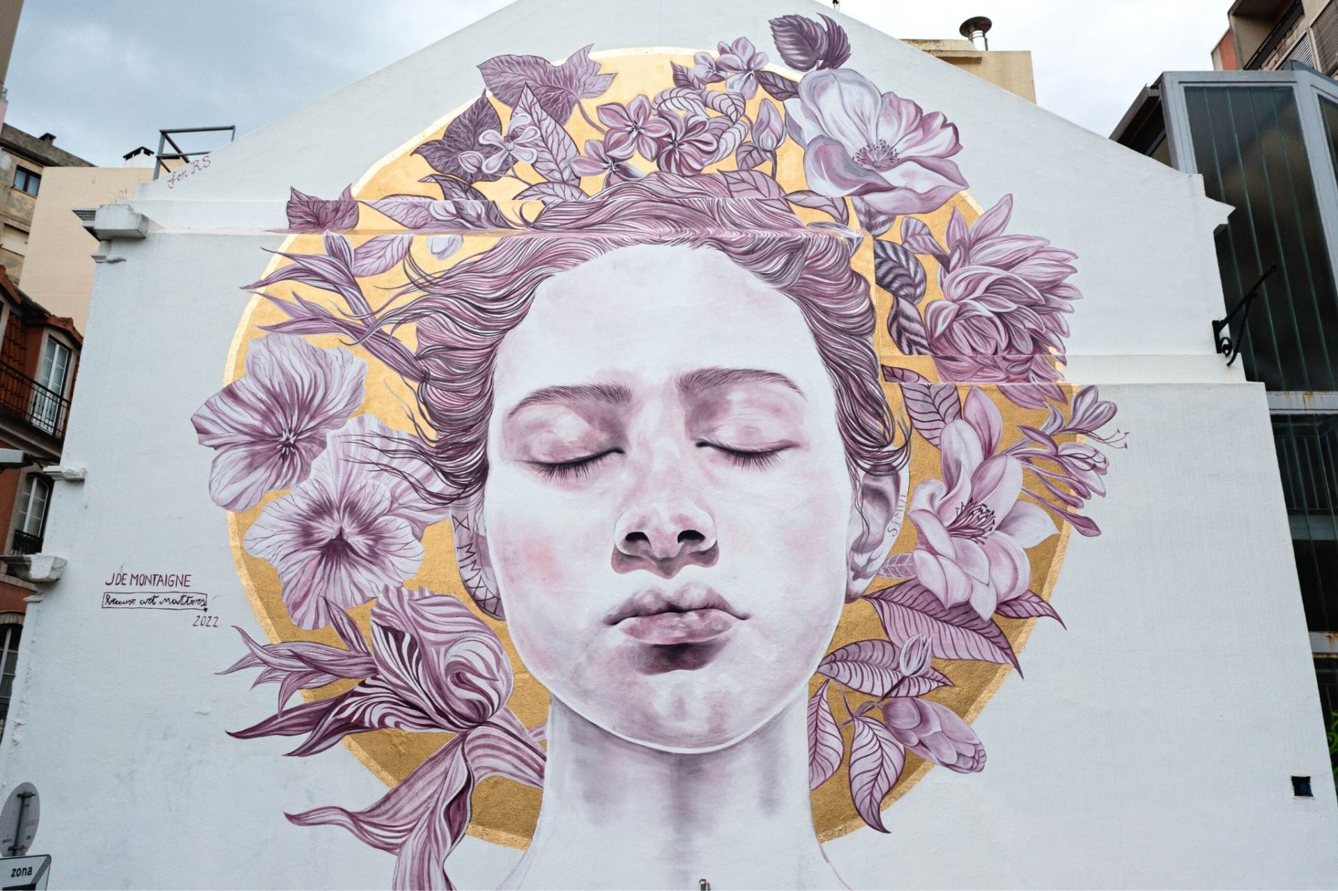Jacqueline de Montaigne street art mural the language of flowers Because Art Matters
