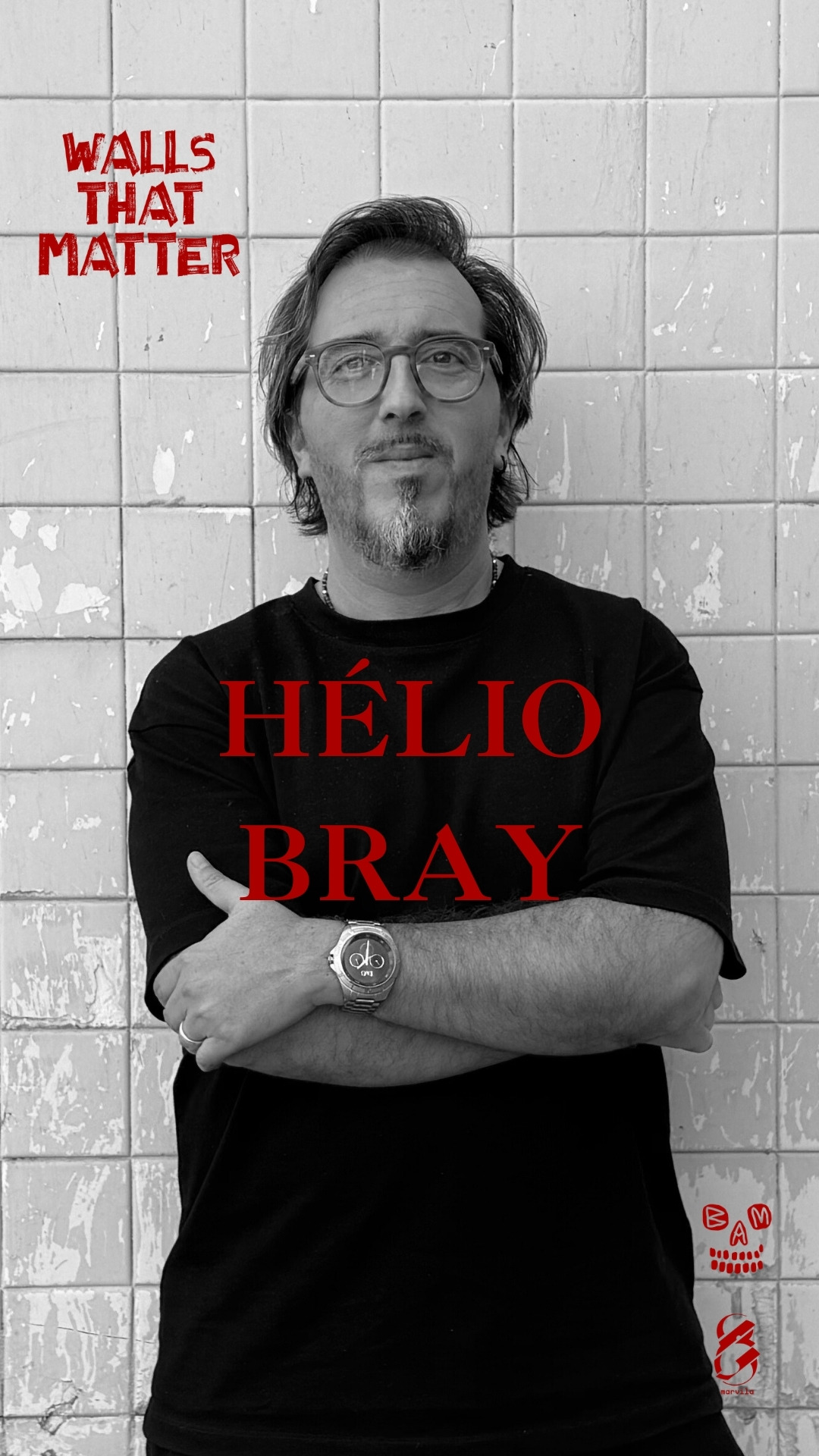 Portrait of the artist Hélio Bray for the Walls That Matter project in Marvila, Lisbon.