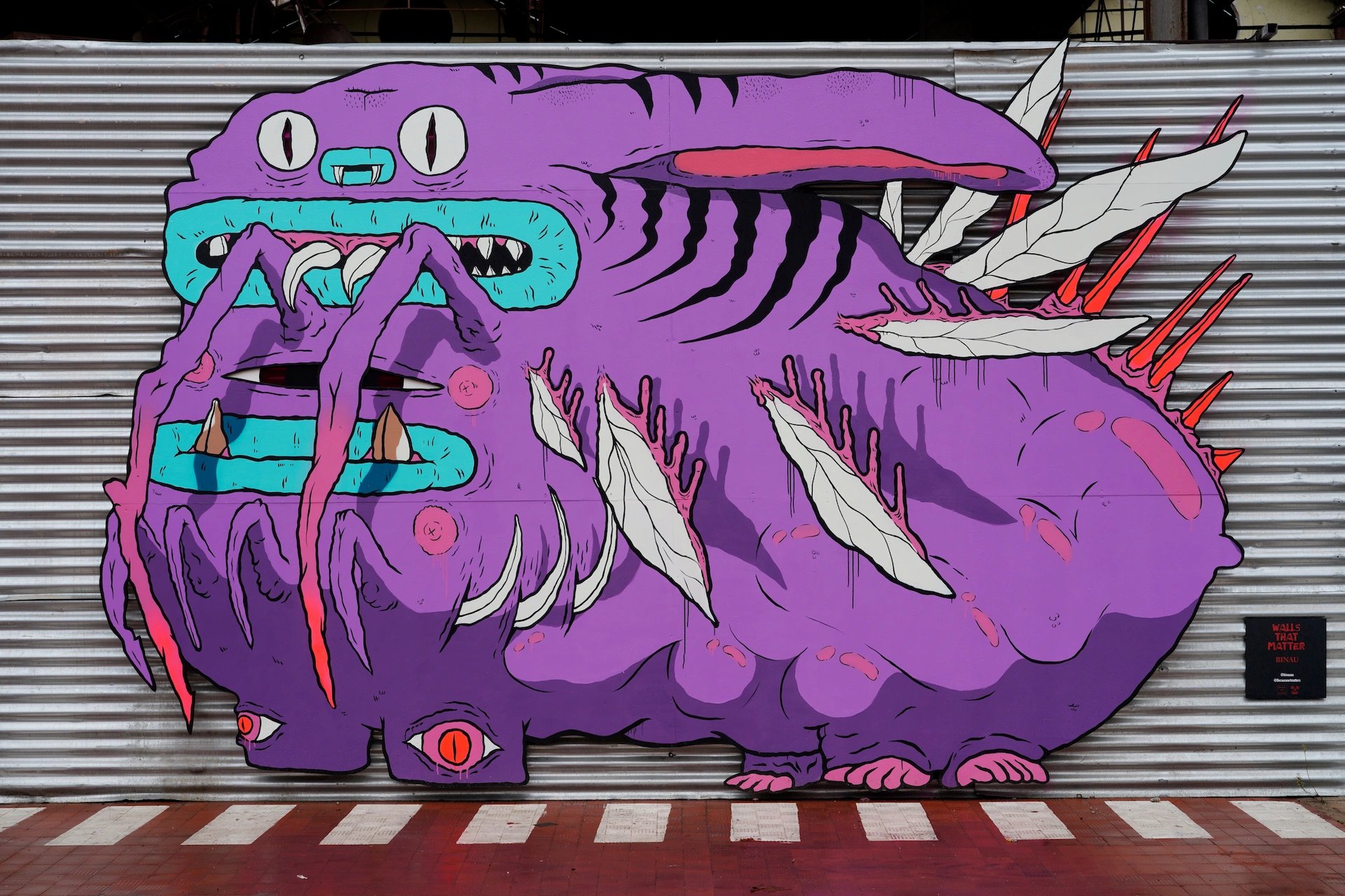 Street art mural installation by Binau for the Walls That Matter project, curated and produced by Because Art Matters gallery in Marvila, Lisbon.