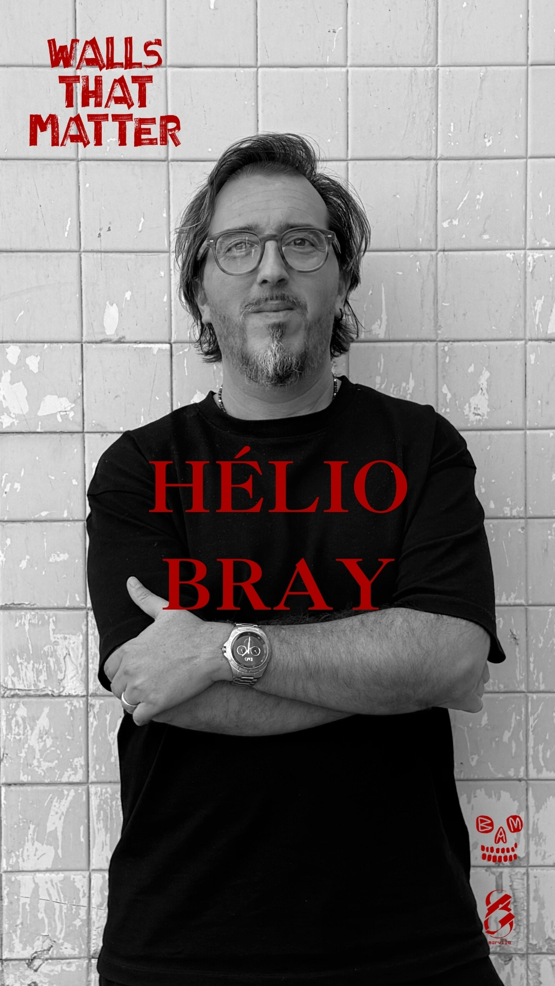 Portrait of the artist Hélio Bray for the Walls That Matter project in Marvila, Lisbon.