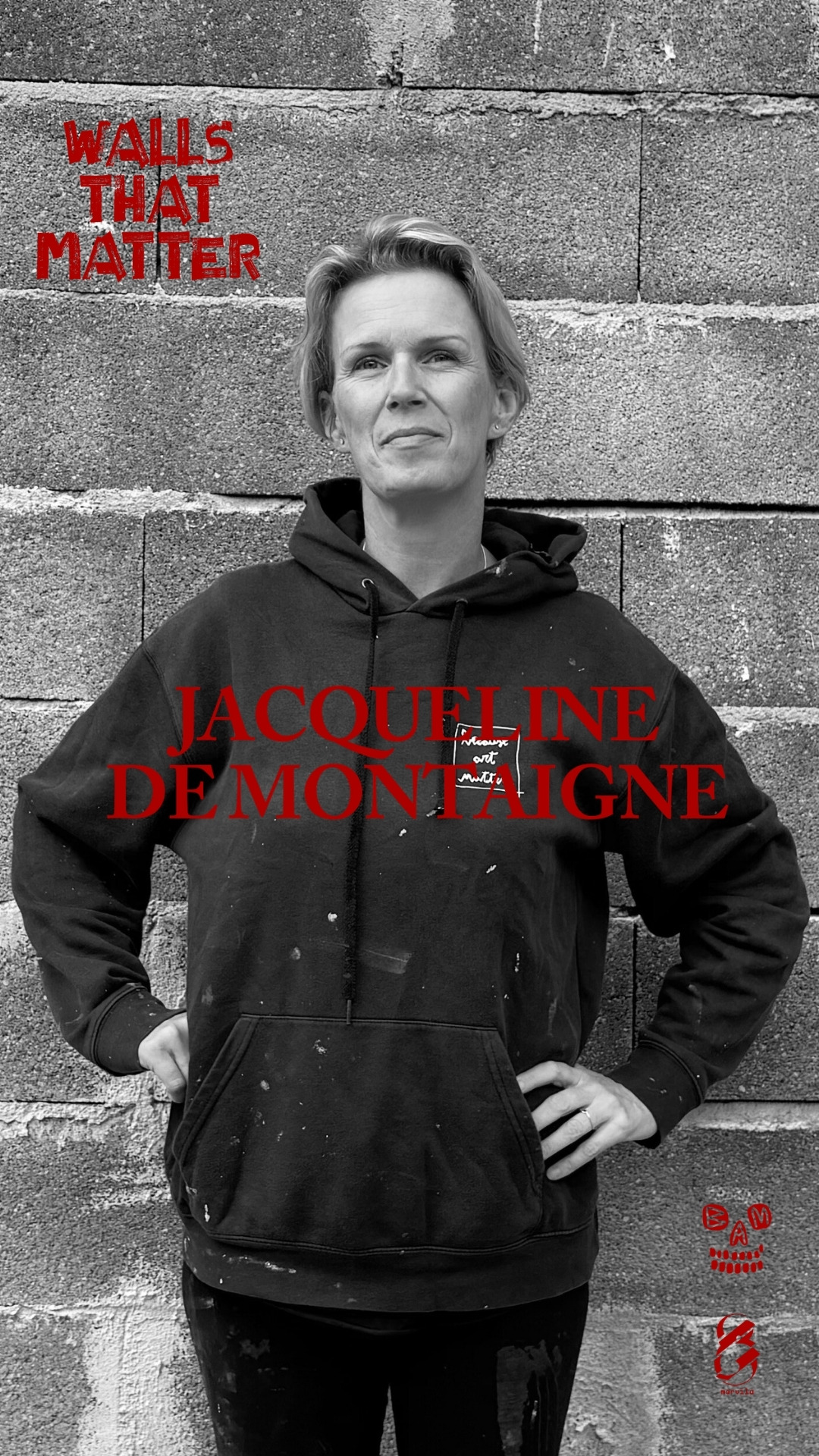 Portrait of the artist Jacqueline de Montaigne for the Walls That Matter project in Marvila, Lisbon.