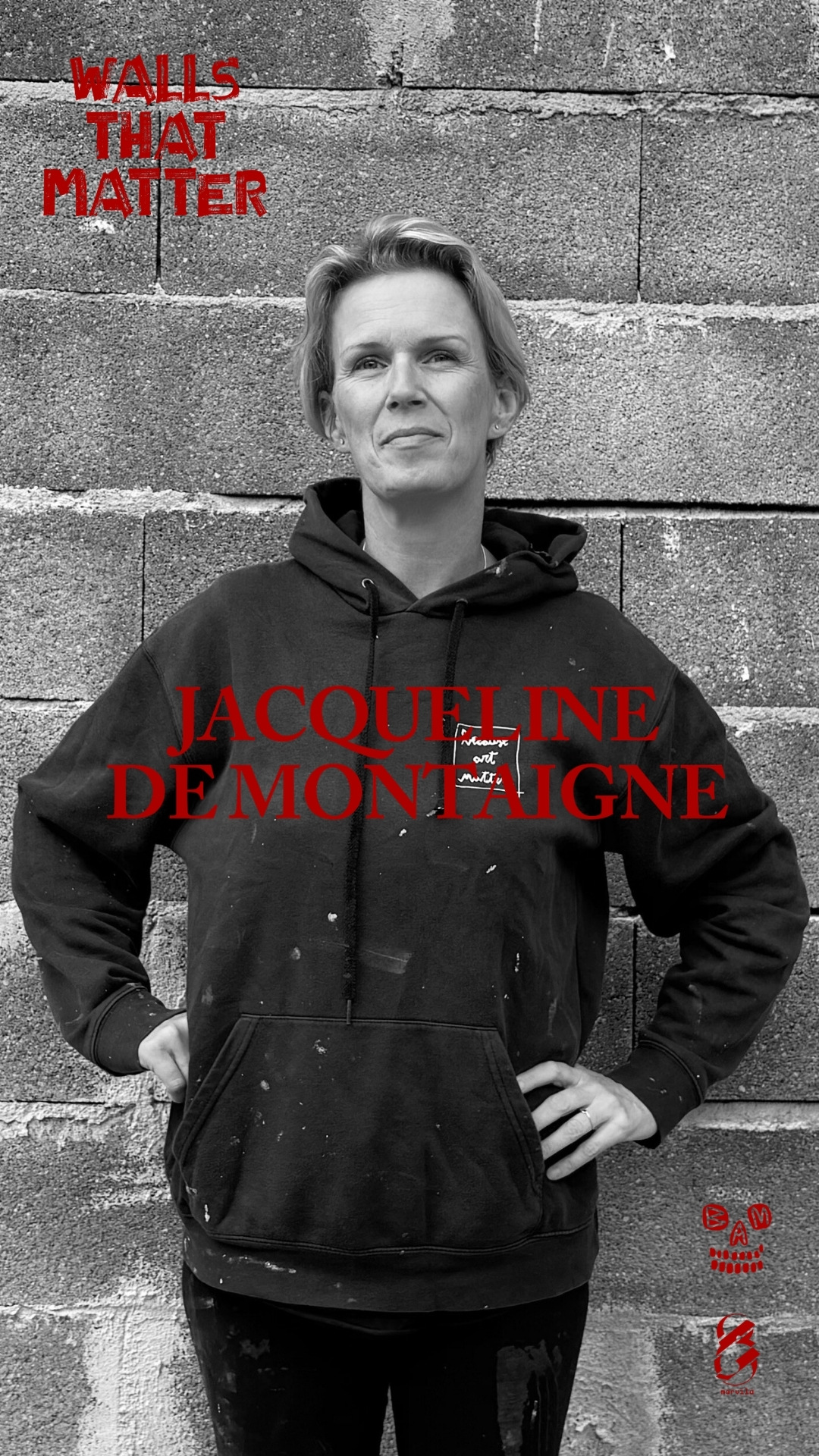 Portrait of the artist Jacqueline de Montaigne for the Walls That Matter project in Marvila, Lisbon.