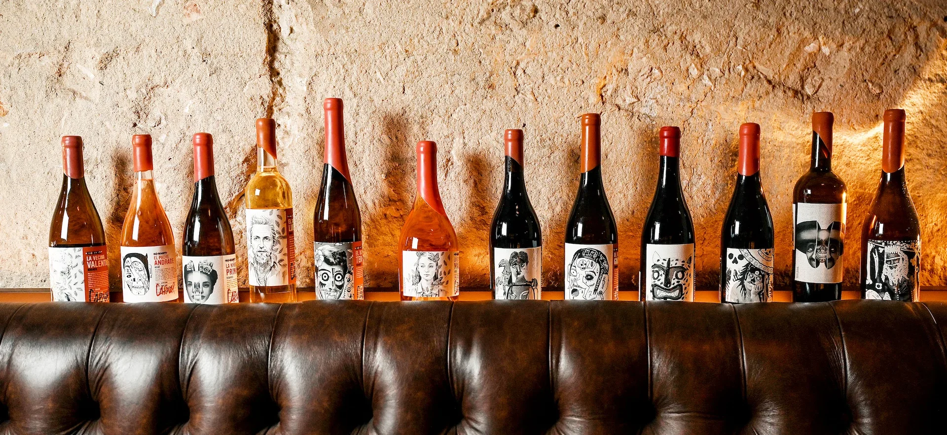 project banner for No Mames wine bottle featuring a custom artistic labels curated by Because Art Matters for Carnal. Link to project.