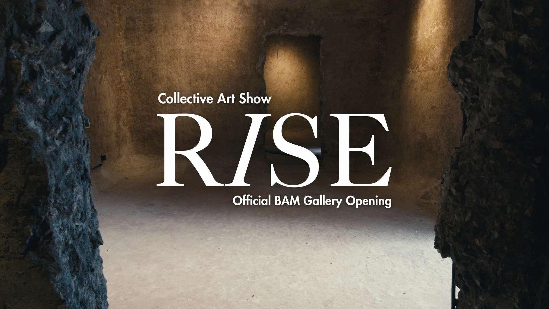 Official promotional banner for the RISE collective art show and Because Art Matters